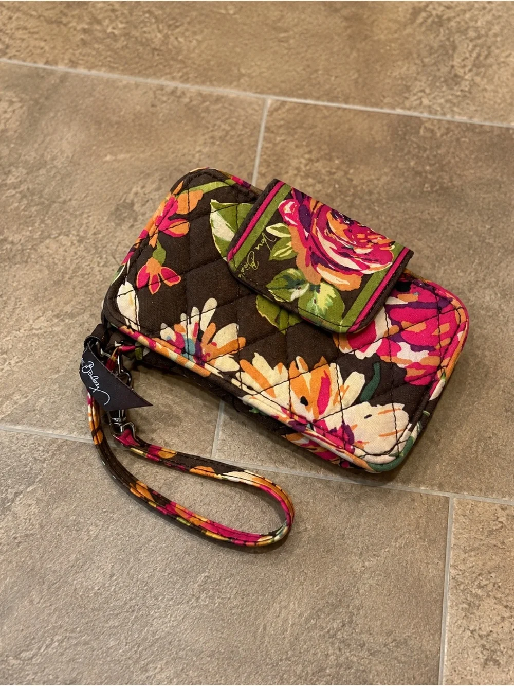 Vera Bradley English Rose Floral All-In-One Zip Around Wristlet Wallet